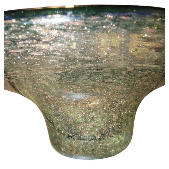 Vintage hand blown bubble glass bowl with gold Flecks - Picture 3 of 3